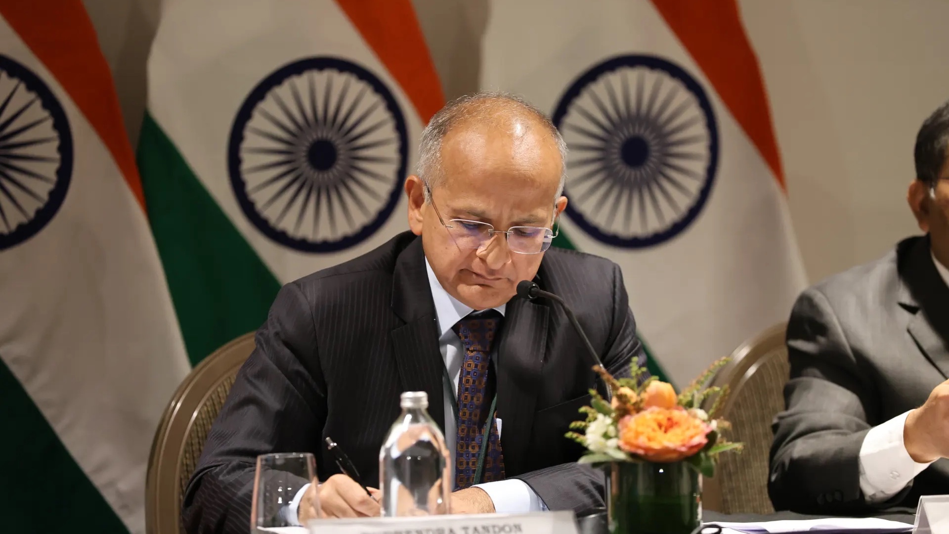 India’s secretary (east) Rudrendra Tandon at the official media briefing in Auckland on July 11, 2026.