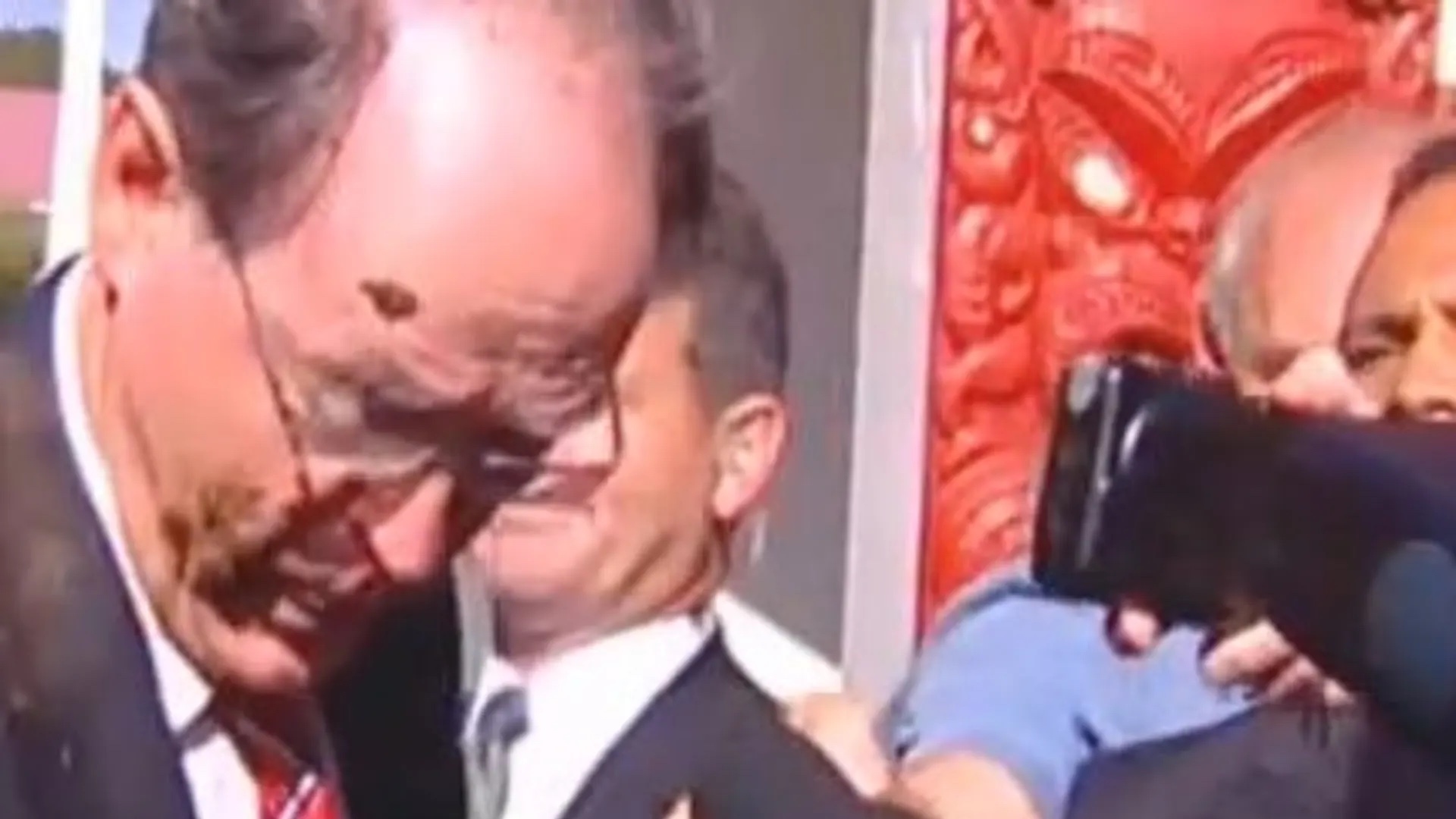 National Party leader Don Brash has mud thrown at him by a protester in 2004 a few days after his controversial speech at Orewa. (teara.govt.nz)