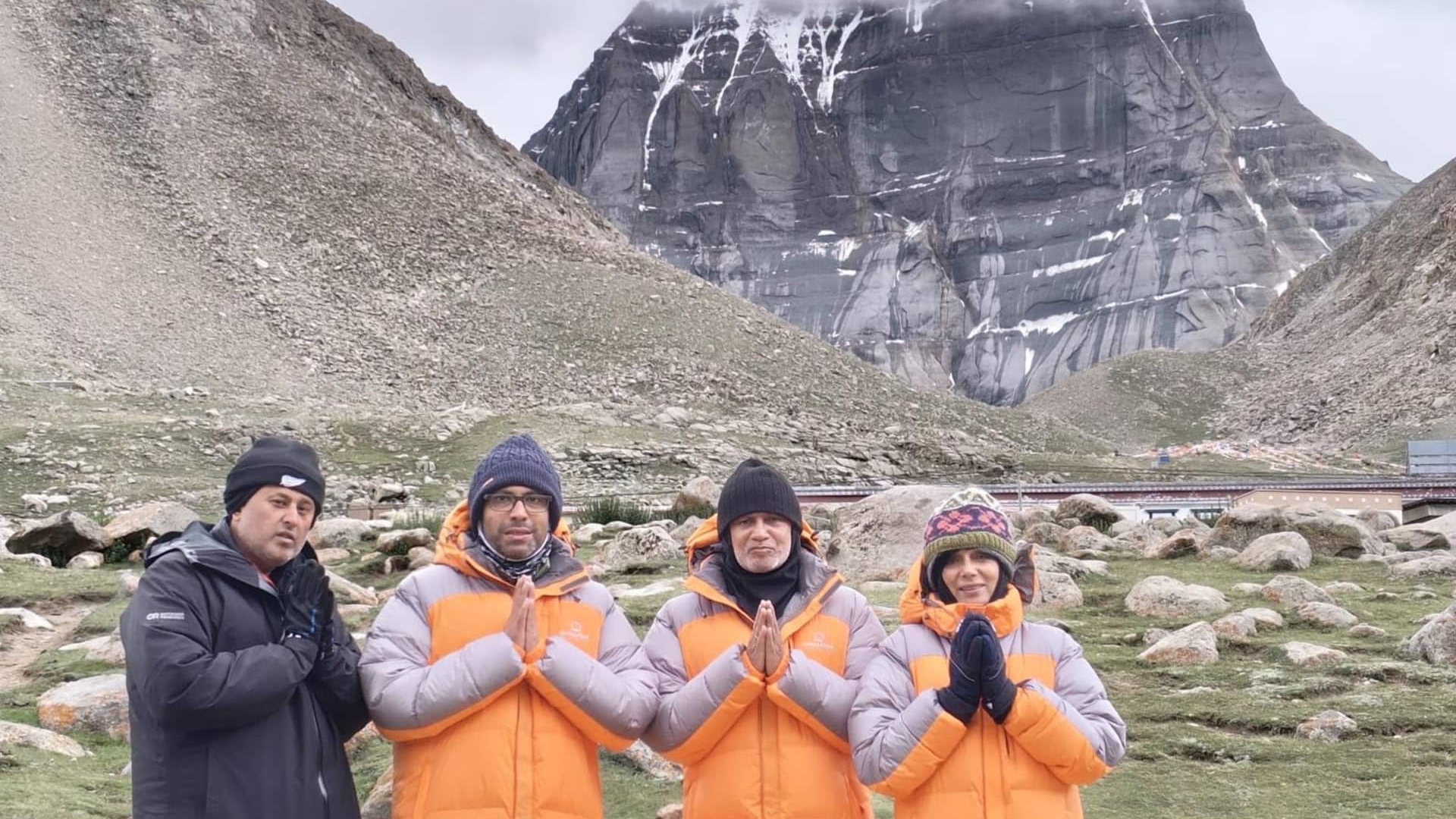 Amar Prakash (second from left) at Mount Kailash in July. (Supplied photo)