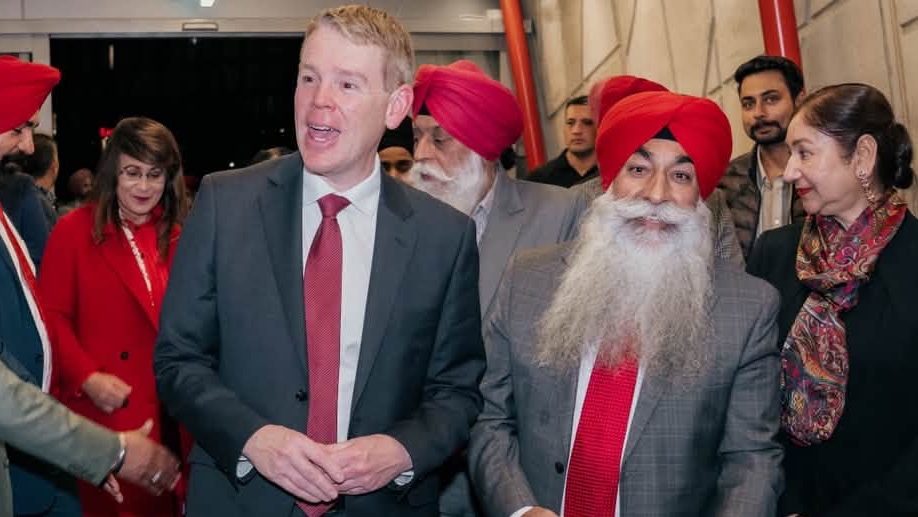 Kharag Singh with Labour leader Chris Hipkins at the launch of his campaign in Auckland. (Supplied photo)