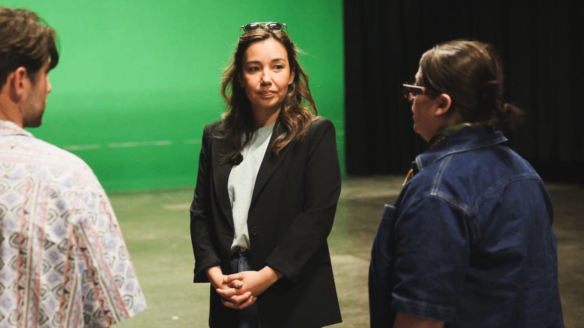 Opportunity leader Qiulae Wong at Te Puna Creative Hub in West Auckland during her campaign trail in Auckland. (RNZ/Blessen Tom)