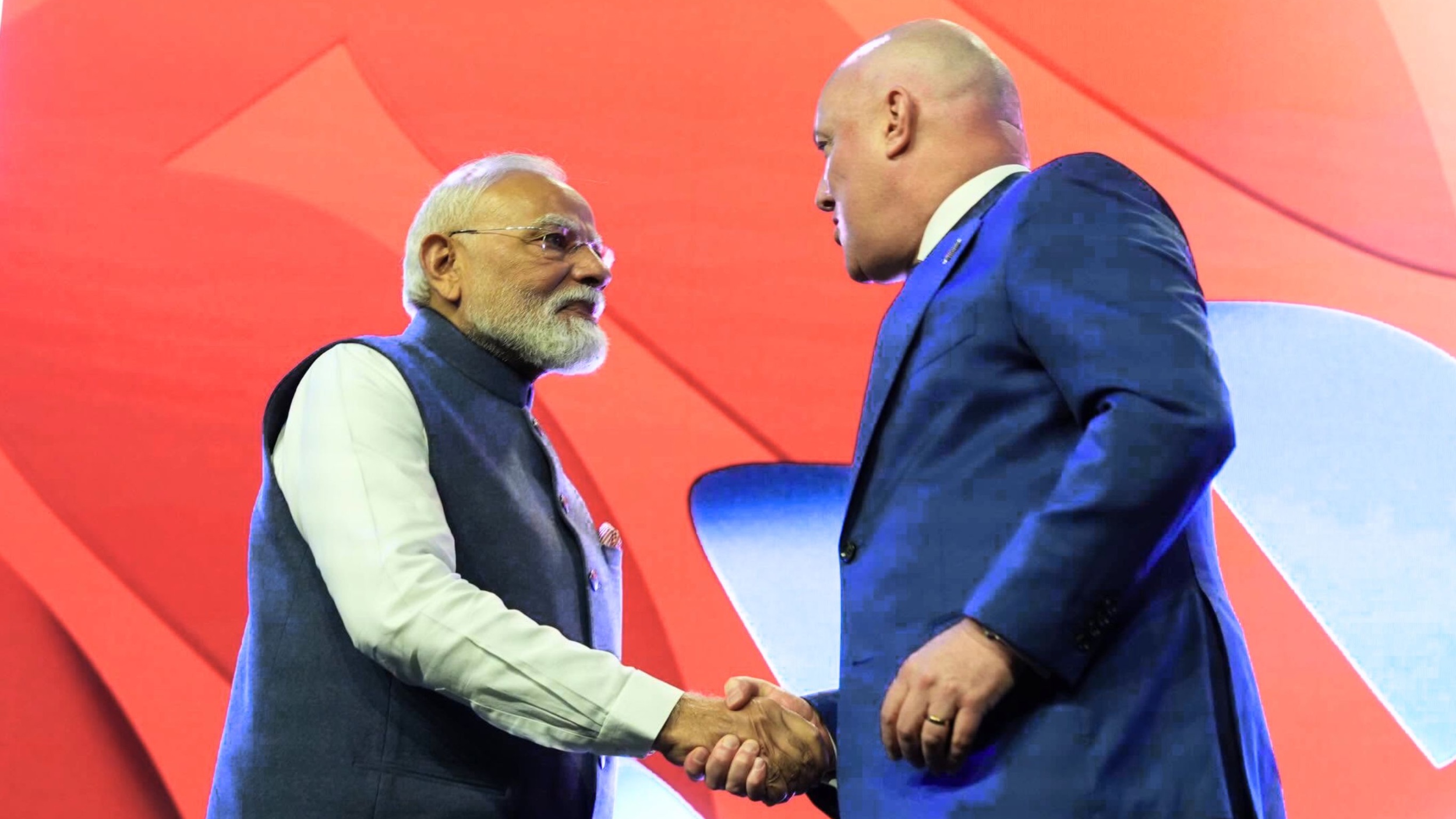 Prime minister Christopher Luxon with Indian counterpart Narendra Modi in Auckland. (Supplied photo)