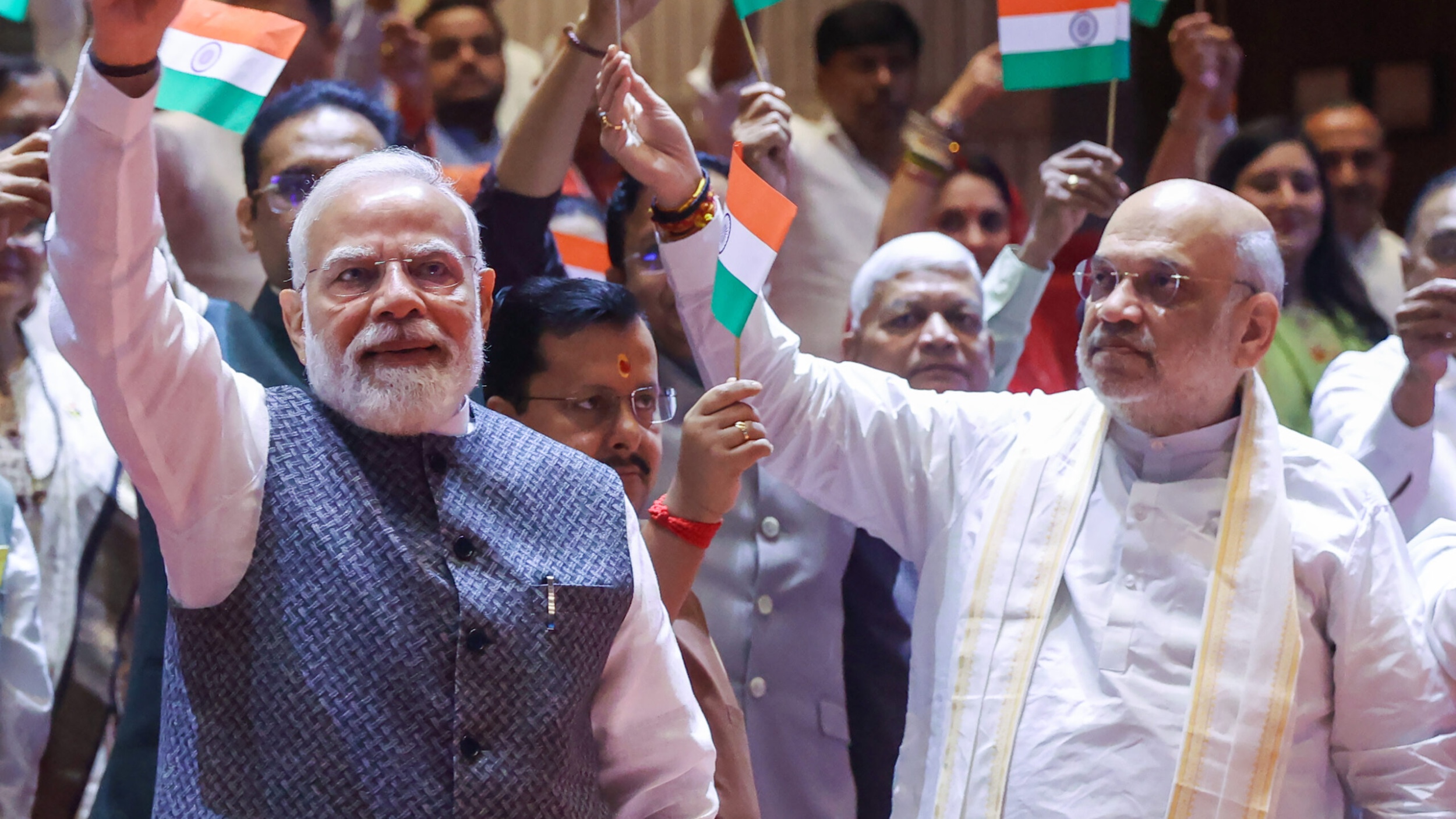 Narendra Modi with India's home minister Amit Shah. (Supplied photo)