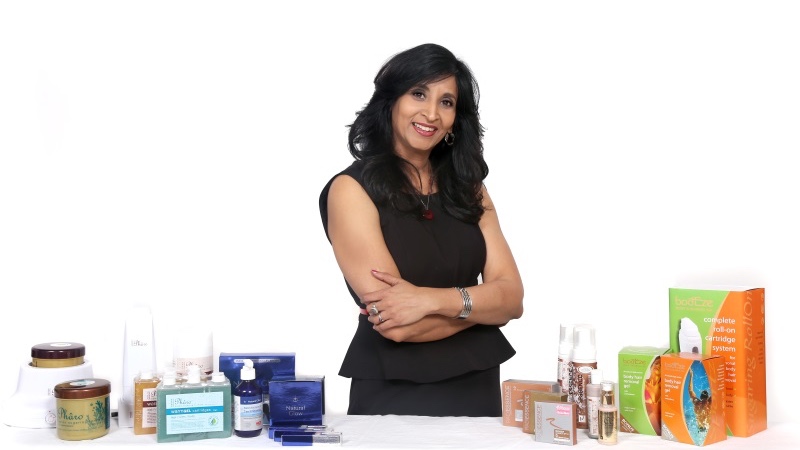 Soares with her line of beauty products. (Supplied photo)