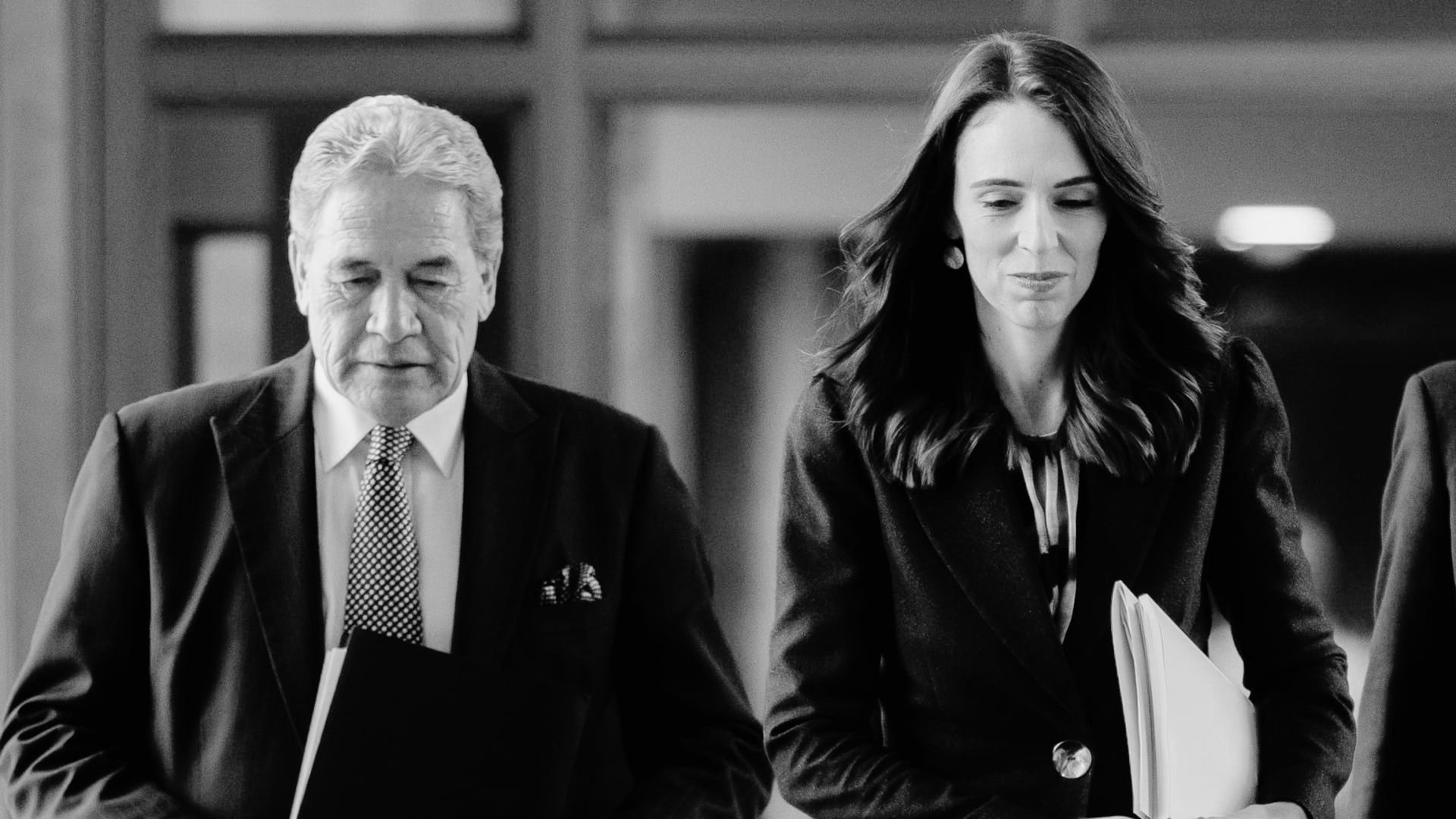 Winston Peters and former prime minister Jacinda Ardern. (RNZ/Dom Thomas)