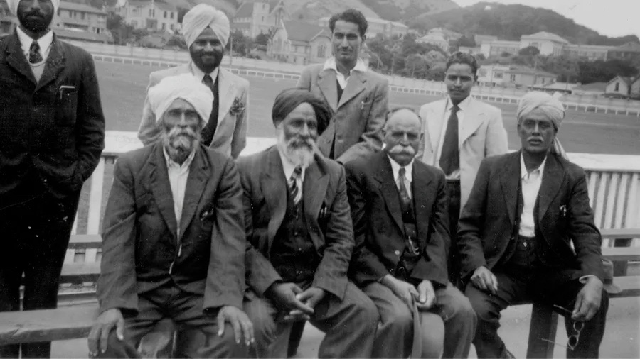 Harpreet Singh’s grandfather, Swarn Singh (left), and great-grandfather, Jassa Singh (second from left, seated). (Supplied photo)