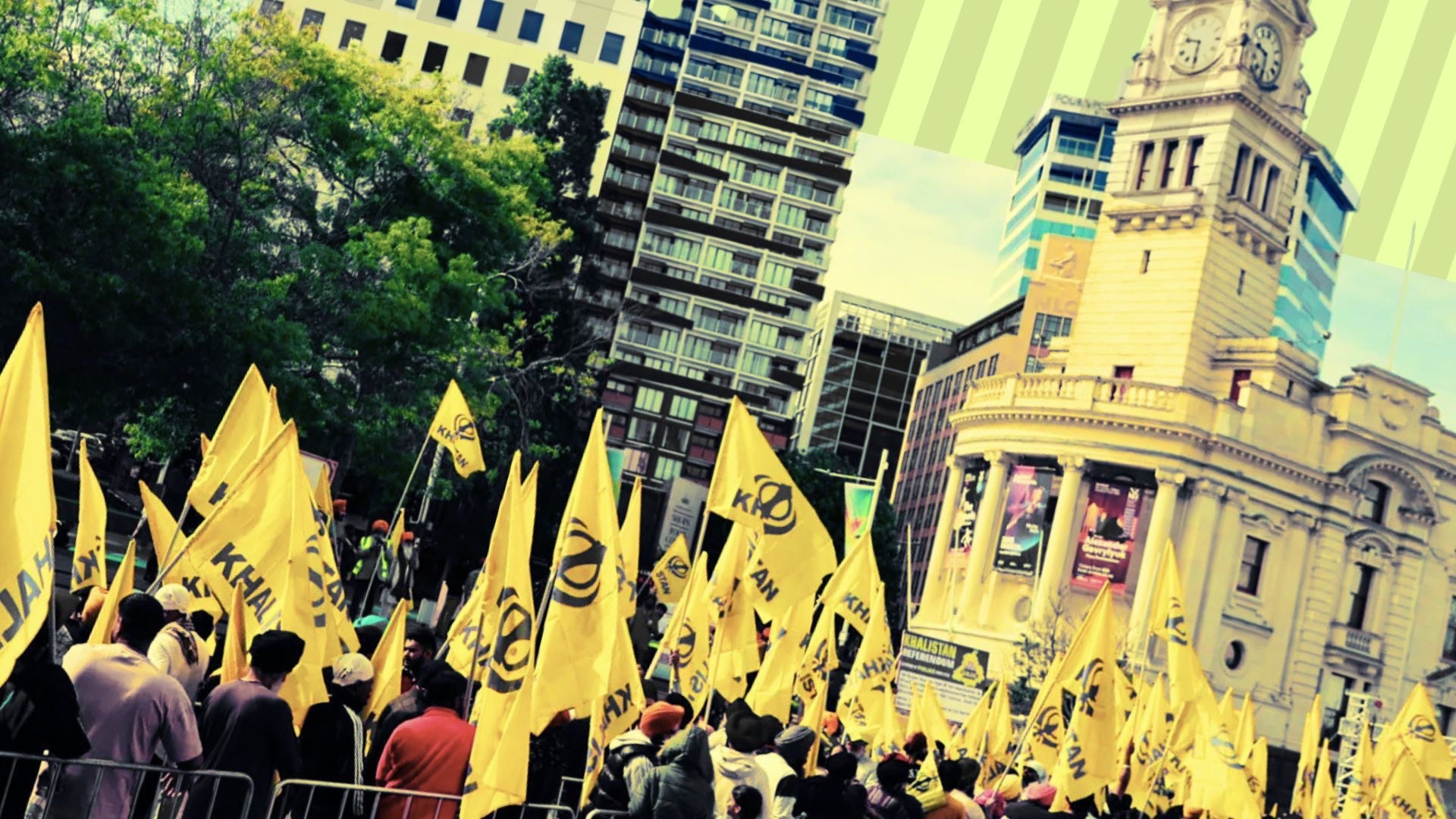People gather at Auckland's Aotea Square on November 18, 2024, to vote in a non-binding "referendum" on Khalistan.
