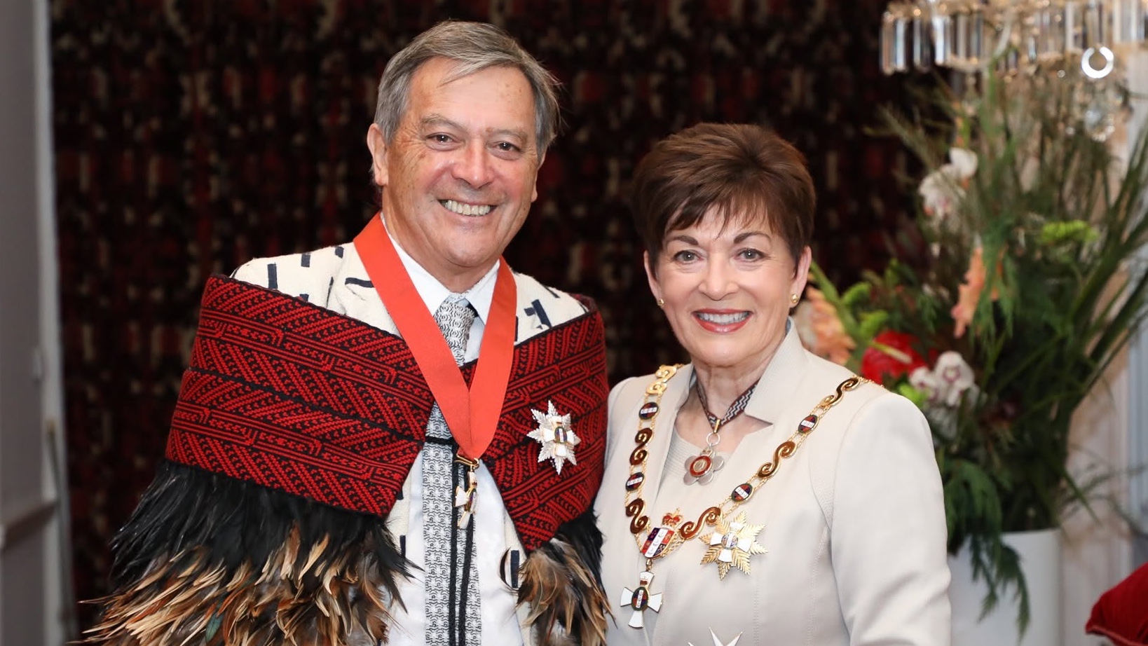 Sir Ian Taylor with former governor-general Dame Patsy Reddy. (Supplied photo)